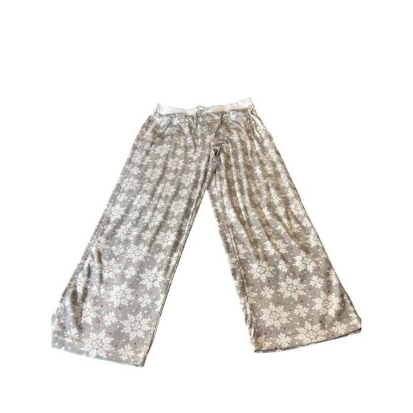 Nautica Womens Snowflake Print Pajama Set XL Gray Henley Top Elastic Waist Cozy - Picture 3 of 16